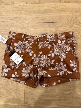 Talula White Floral on Rust Shorts